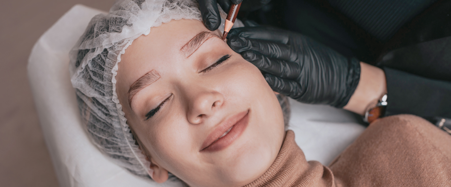 Woman getting prepared for Microblading Woman getting prepared for Microblading