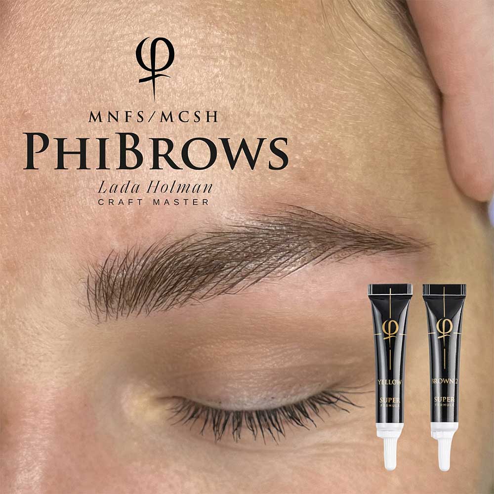 Close up of eyebrow microblading results of mixing Yellow and Brown 2 by Lada Holman Close up of eyebrow microblading results of mixing Yellow and Brown 2 by Lada Holman